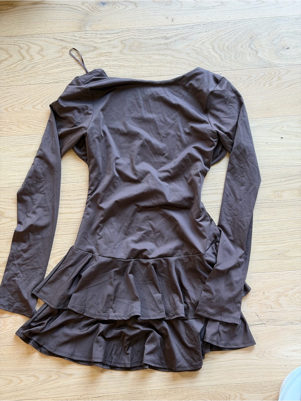 Long Sleeve Tiered Ruffle Dress in Brown